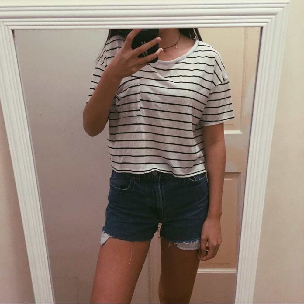 Hollister striped cropped t shirt